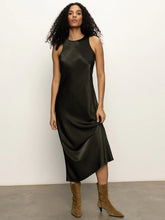 Load image into Gallery viewer, Black Olive Satin Dress