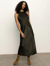 Load image into Gallery viewer, Black Olive Satin Dress