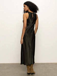 Black Olive Satin Dress