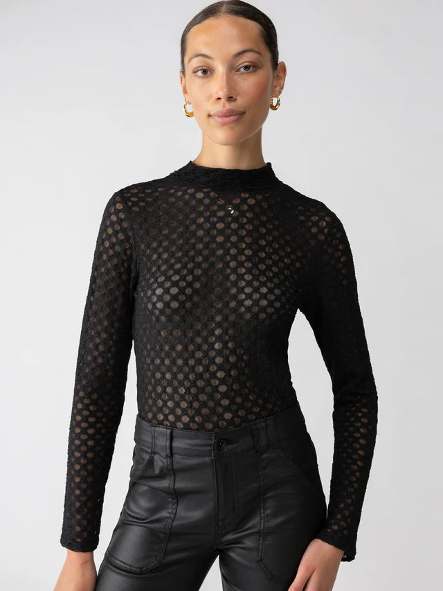 Lace Mock Neck Long Sleeve