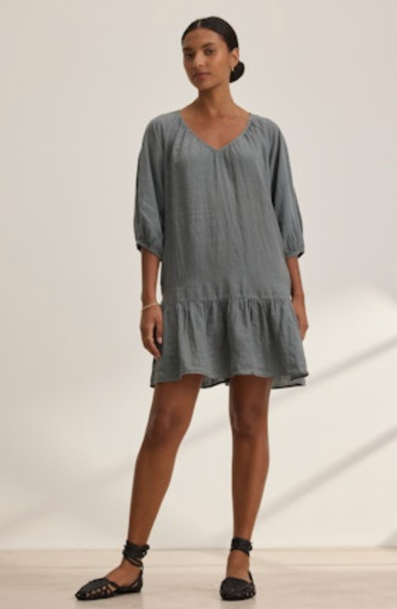 Kaylie Woven Linen Dress in Tutu