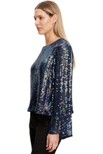 Load image into Gallery viewer, Evie Blue Sequin Top Velvetees