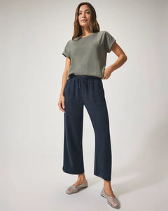 Angie Crop Wide Leg Pant - Navy