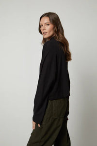 Stacey Cotton Slub Mock Neck Top - Two Colours