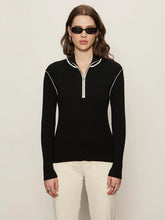 Load image into Gallery viewer, Sporty Ribbed Zip Up With White Trimming