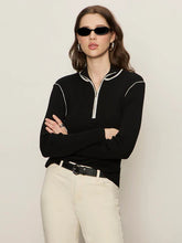 Load image into Gallery viewer, Sporty Ribbed Zip Up With White Trimming