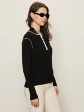 Load image into Gallery viewer, Sporty Ribbed Zip Up With White Trimming