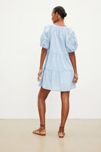 Load image into Gallery viewer, Chambray Embroidered Tiered Dress
