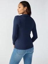 Load image into Gallery viewer, Twisted Navy Lon sleeve Top