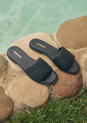 Avellana BasketWeave Slide - Black