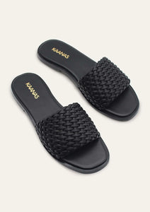 Avellana BasketWeave Slide - Black