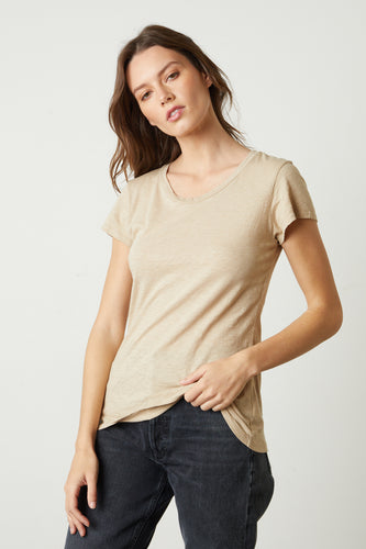 Sesame Cotton Crew Neck Tee