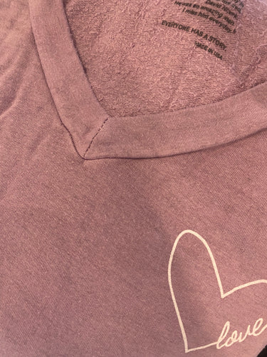 Lilac Heart V-neck Sweater
