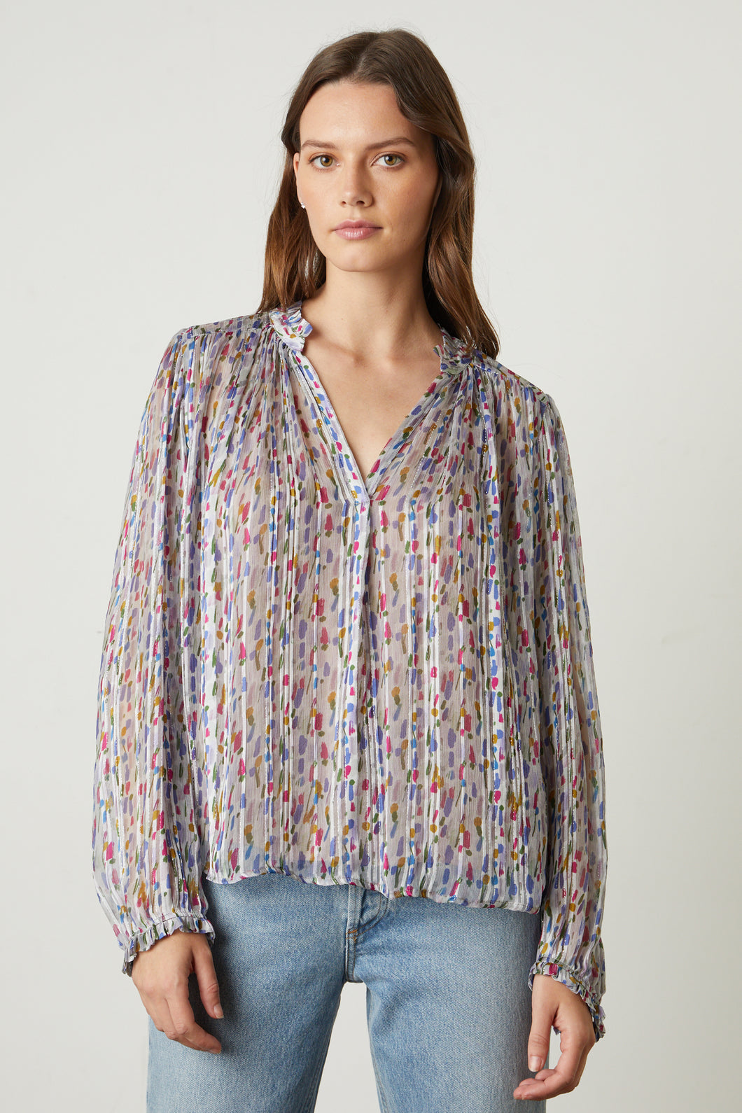 Printed Moasic Stripped Blouse