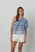 Load image into Gallery viewer, Blue Printed One Shoulder Top