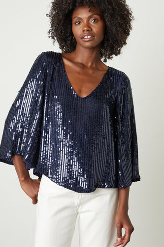 Sequin Navy Top